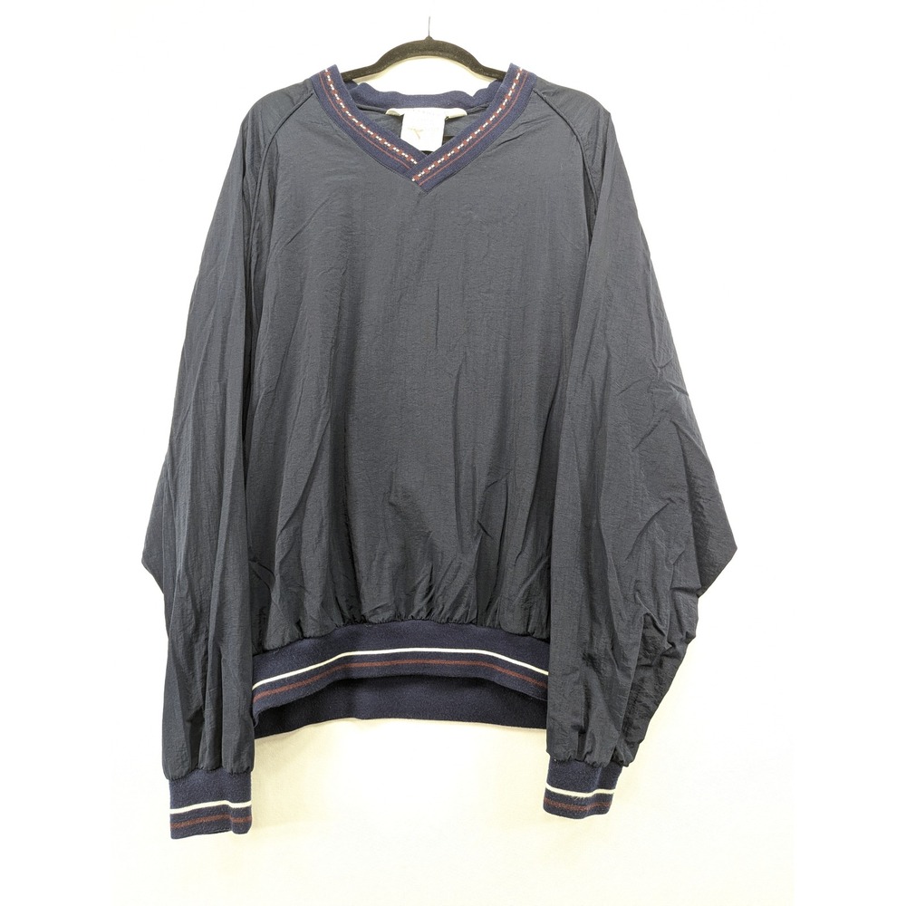 Pro Celebrity Navy Blue V-Neck‎ Nylon Pullover Windbreaker Jacket Mens XXL
